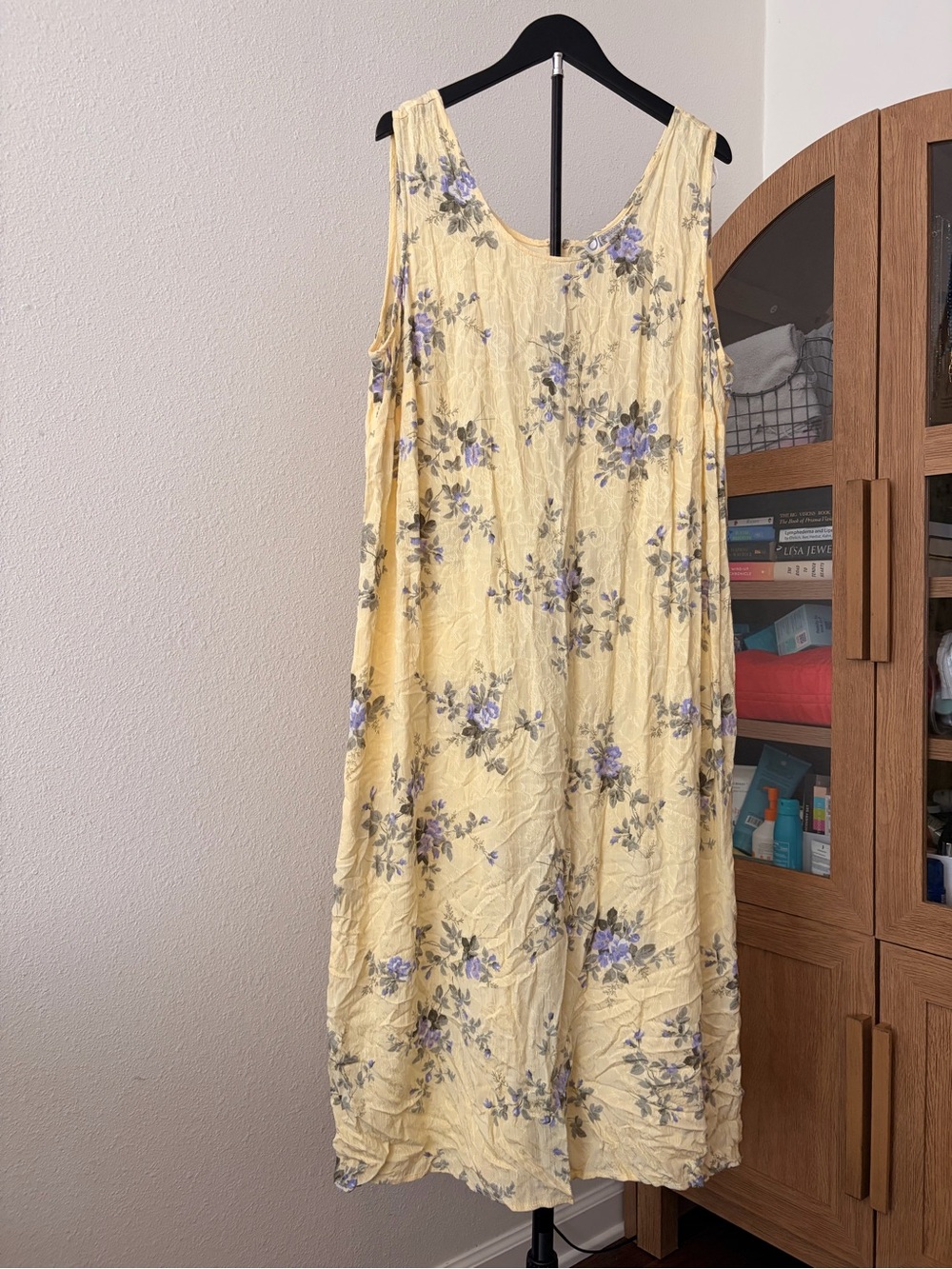 90s Butter Yellow Sleeveless Midi Dress